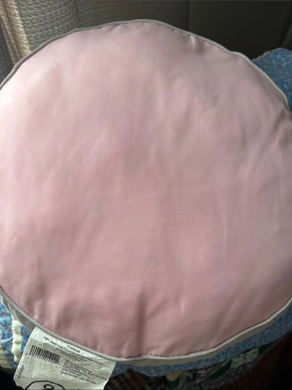Pink Fox Embroidered Round Pillow